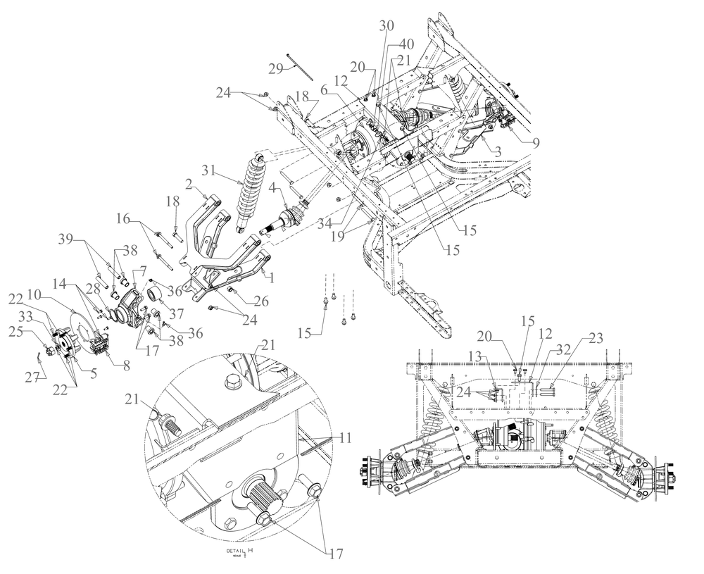 Axle-Rear Diagram and Parts List for 747EFI4X4 (37BM486D010)(2019) Cub Cadet Lawn Tractor Accessories